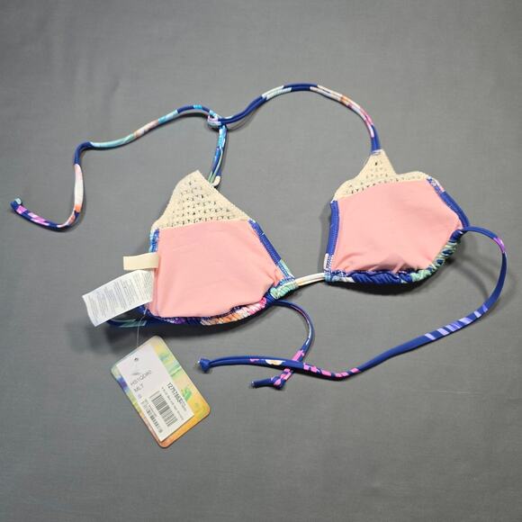 Hobie Blue String Bikini Top NEW Swimwear Stretch Padded Women's Size S Juniors - Picture 2 of 7
